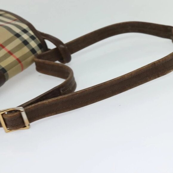 Burberrys Nova Check Shoulder Bag Canvas Beige Gold Auth 117545 - Picture 8 of 15